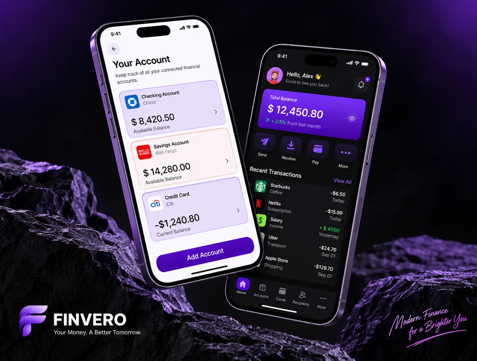 Finvero — Premium Finance & Fintech Mobile App UI Kit (preview 6 of 6)