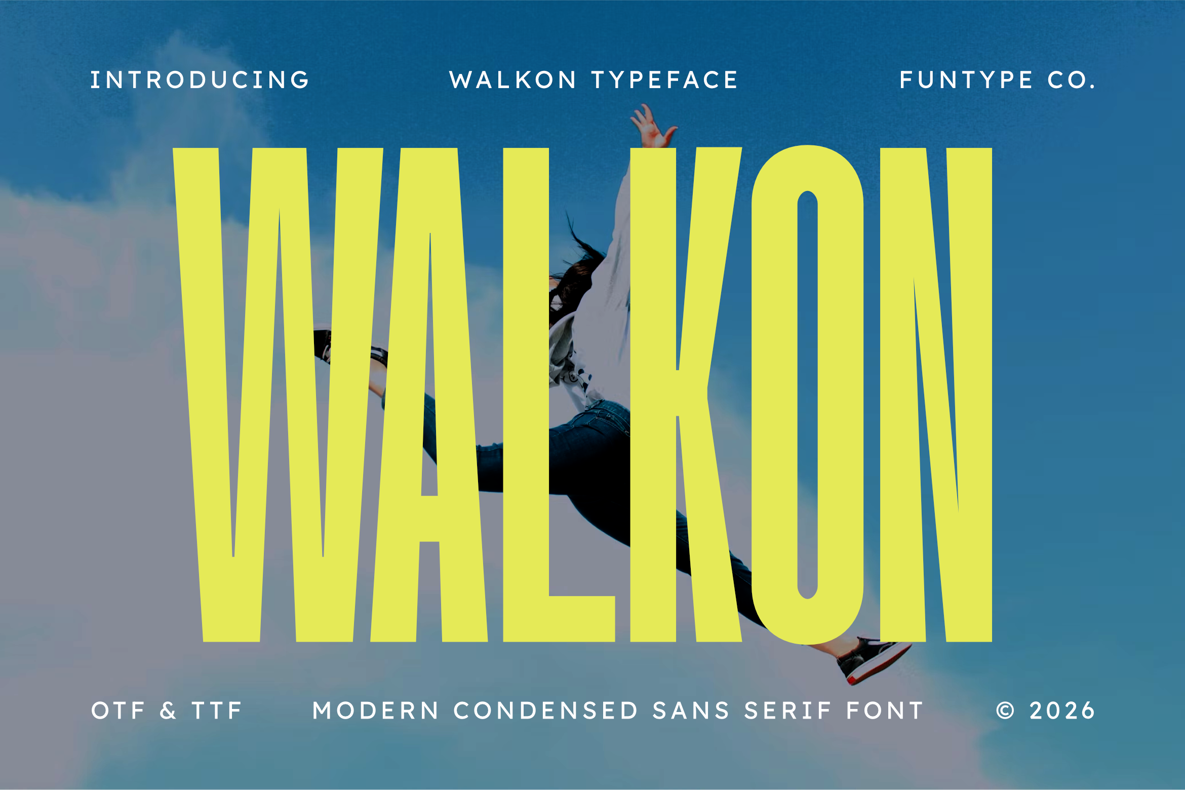 Walkon – Modern Condensed Sans Serif Font (preview 1 of 6)