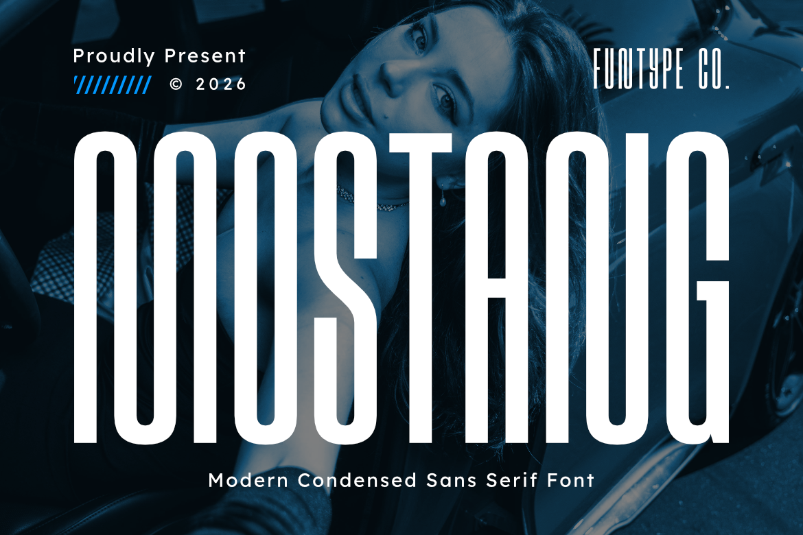 Mostang – Modern Condensed Sans Serif Font (preview 1 of 6)