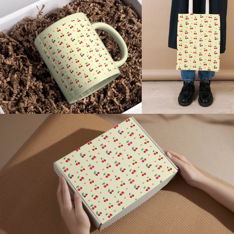 Cherry Seamless Pattern — 5 Color Variations (preview 5 of 6)