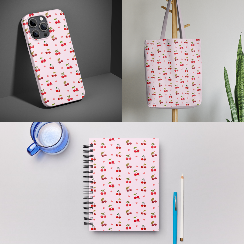 Cherry Seamless Pattern — 5 Color Variations (preview 4 of 6)