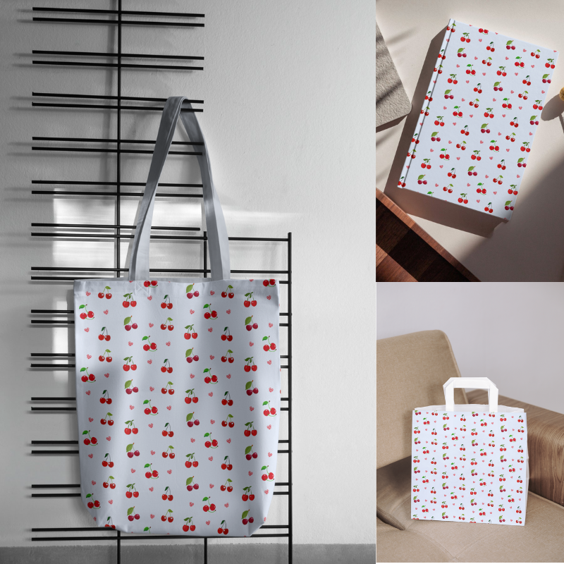 Cherry Seamless Pattern — 5 Color Variations (preview 3 of 6)