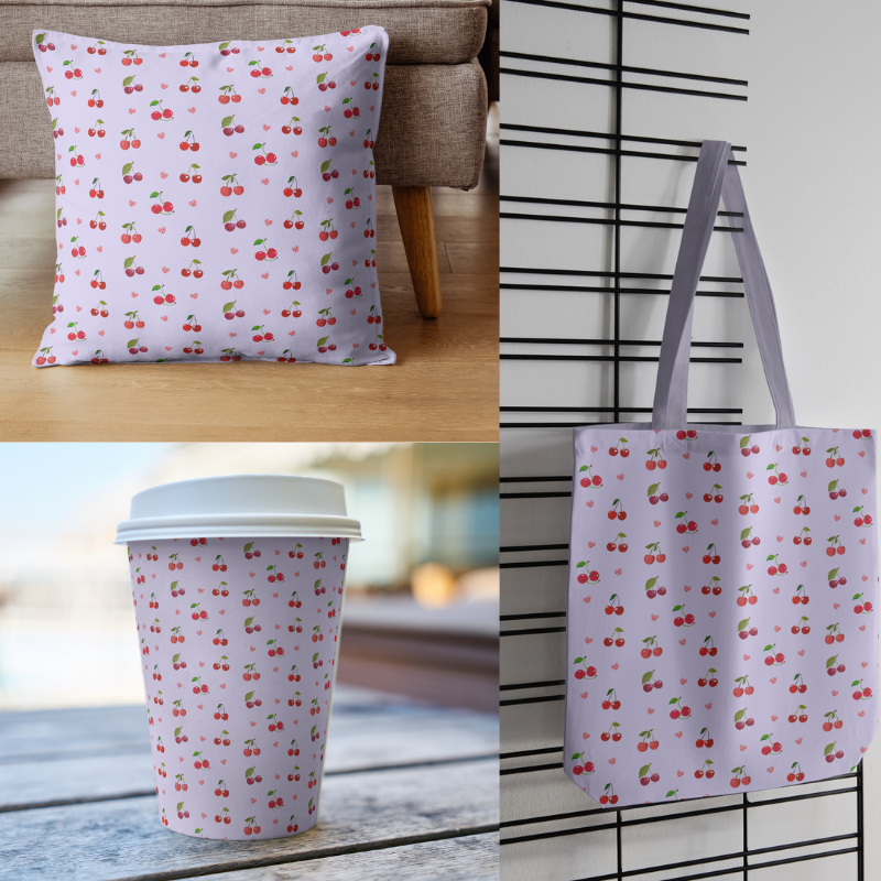 Cherry Seamless Pattern — 5 Color Variations (preview 6 of 6)
