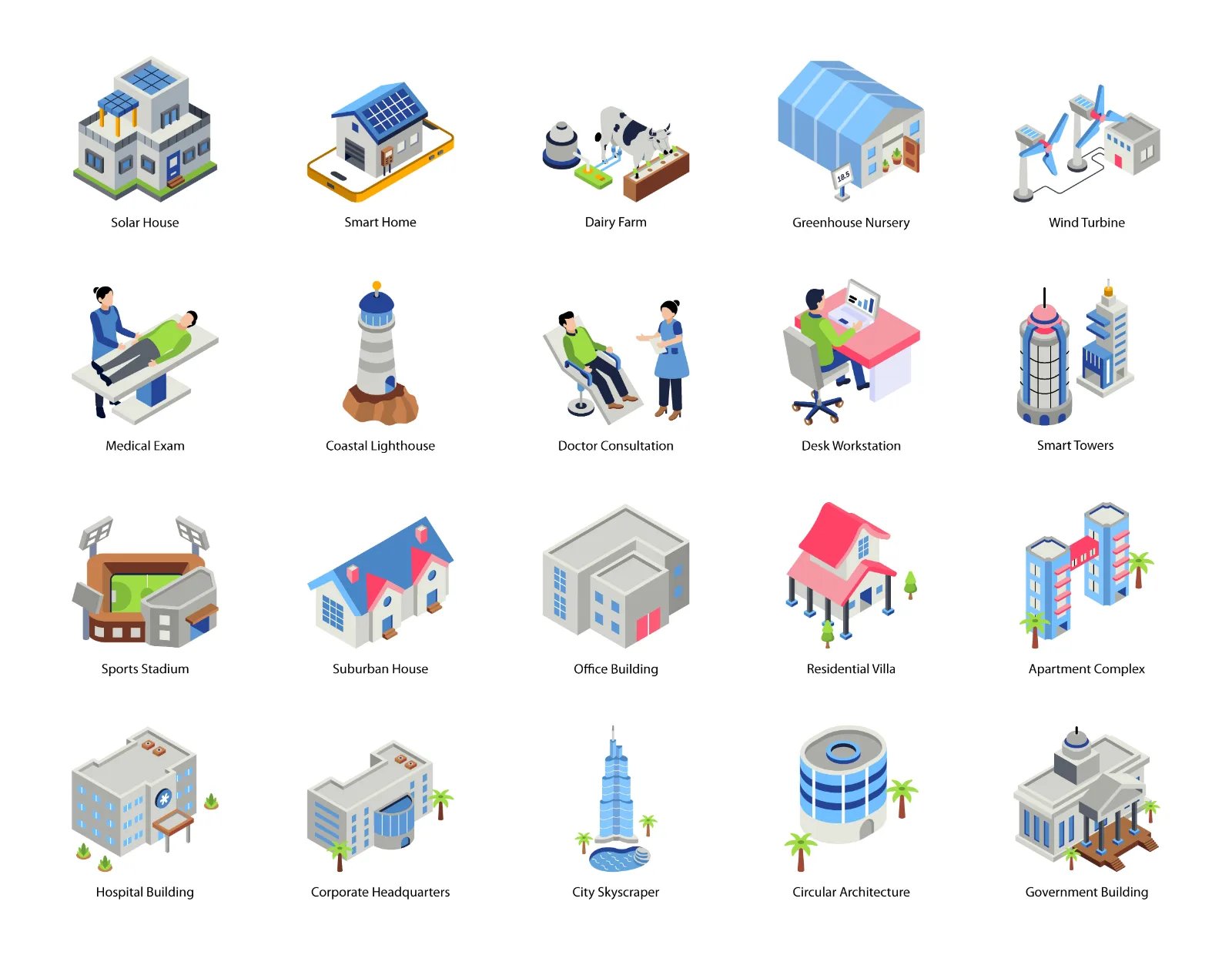 20 Isometric Smart City & Architecture Illustrations (preview 4 of 6)