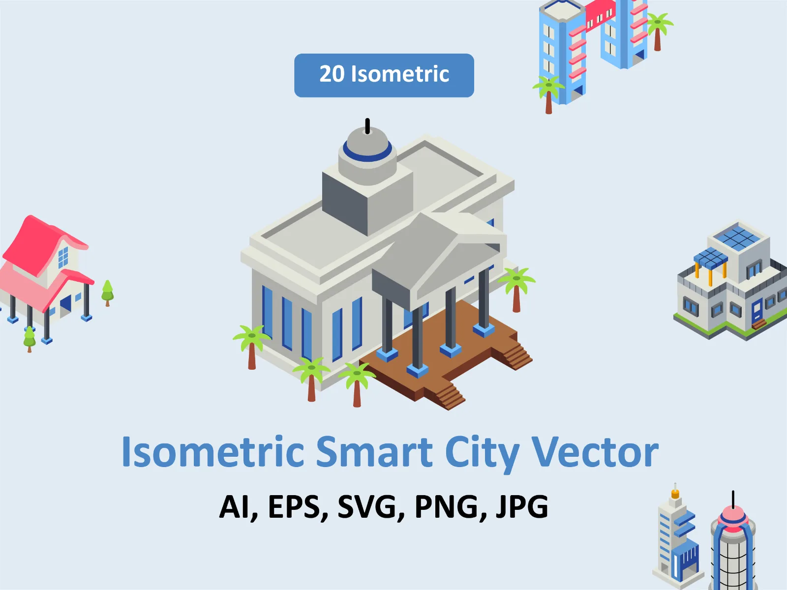 20 Isometric Smart City & Architecture Illustrations (preview 2 of 6)