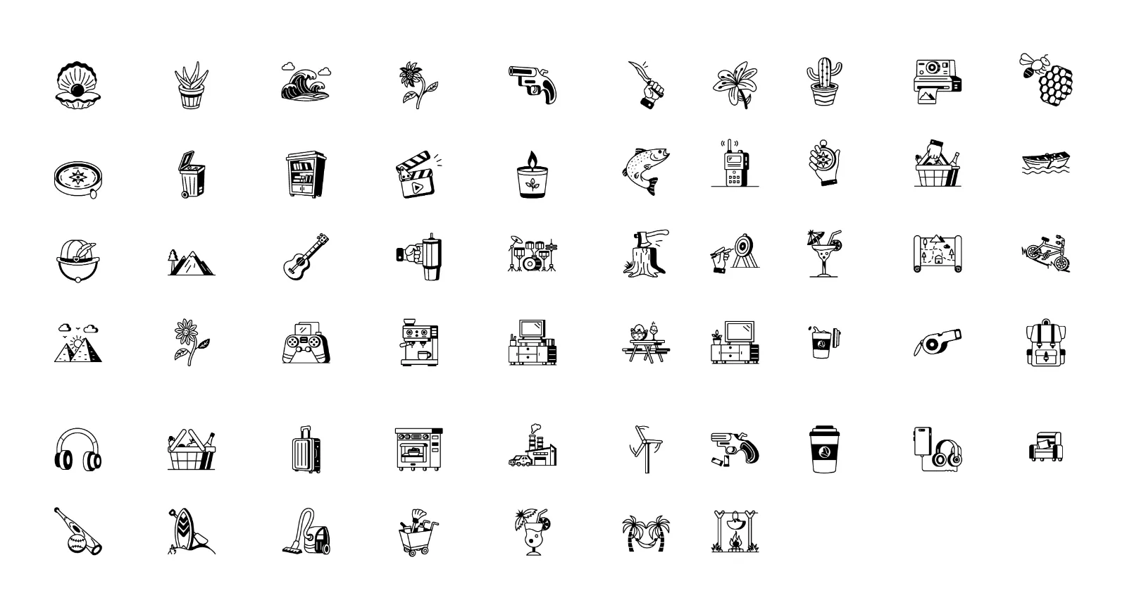 57 Lifestyle & Adventure Glyph Doodles (preview 4 of 4)