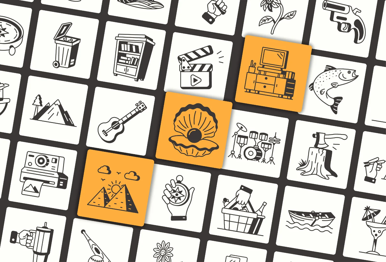 57 Lifestyle & Adventure Glyph Doodles (preview 3 of 4)